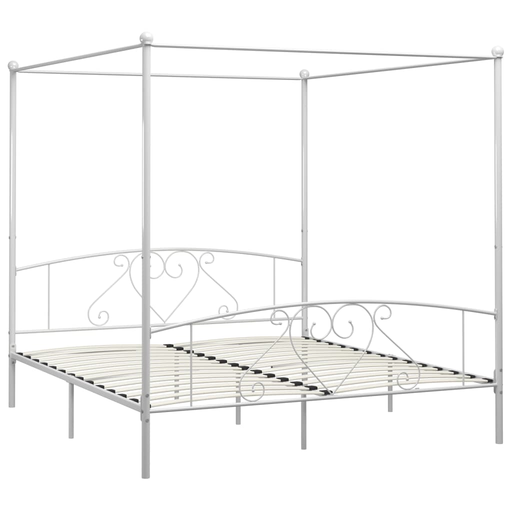 sengestel til himmelseng 200 x 200 cm metal hvid