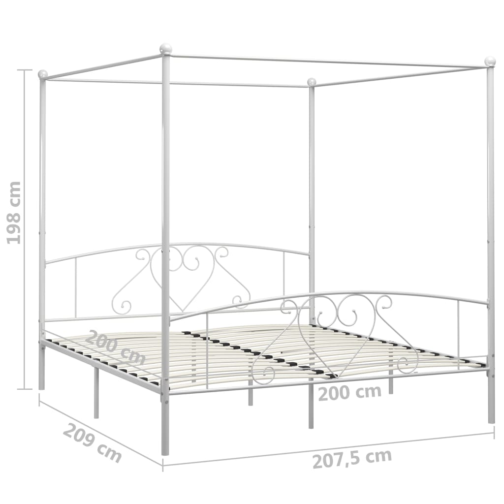 sengestel til himmelseng 200 x 200 cm metal hvid