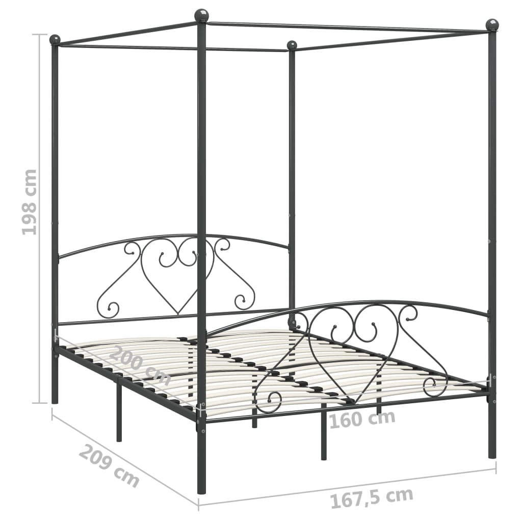 sengestel til himmelseng 160 x 200 cm metal grå