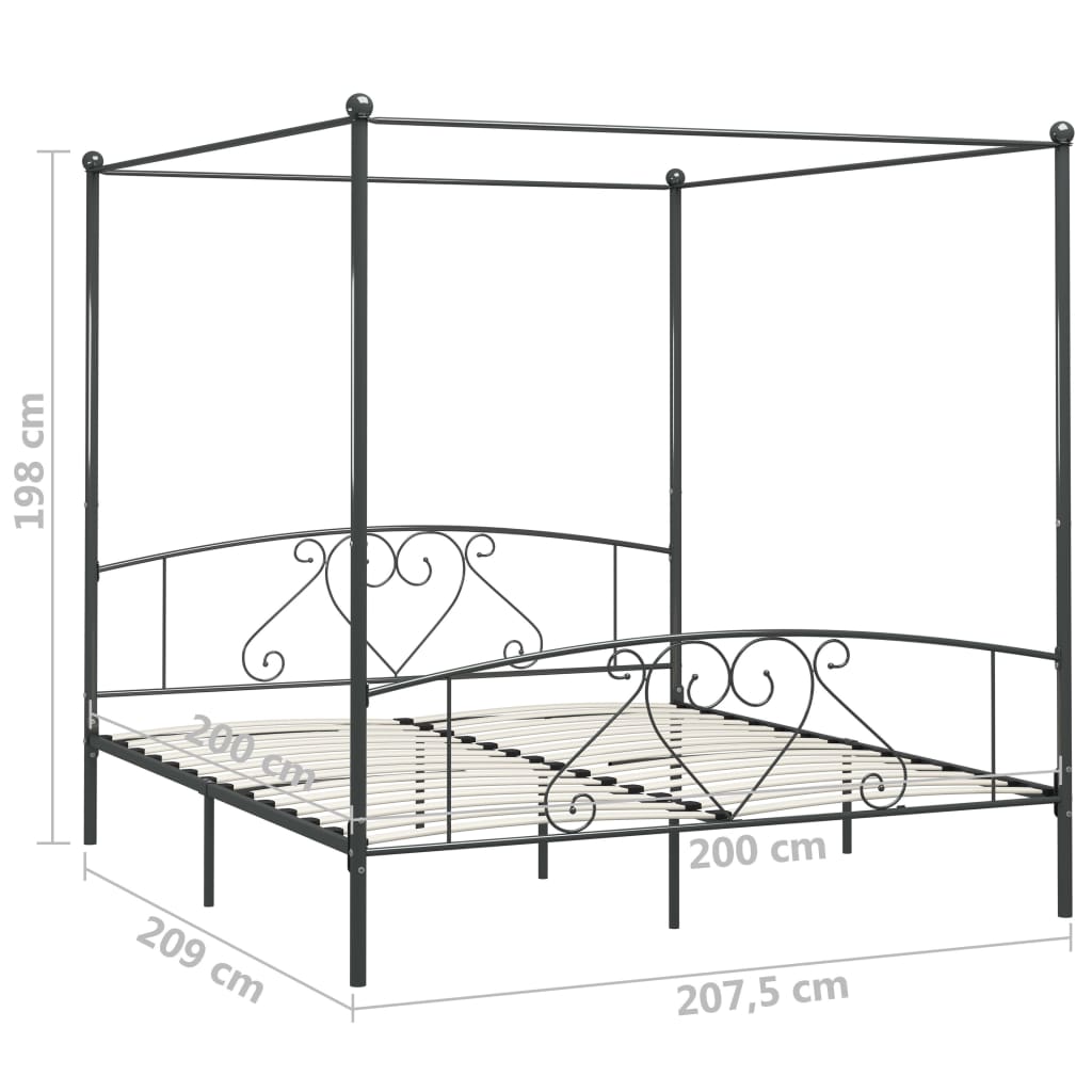 sengestel til himmelseng 200 x 200 cm metal grå