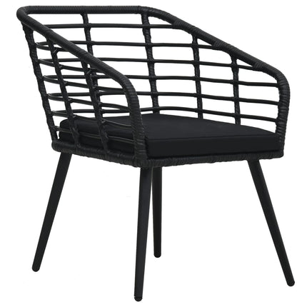 bistrosæt 3 dele polyrattan sort