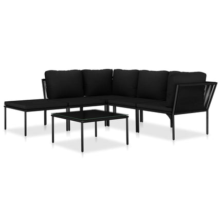 loungesæt 6 dele med hynder PVC sort