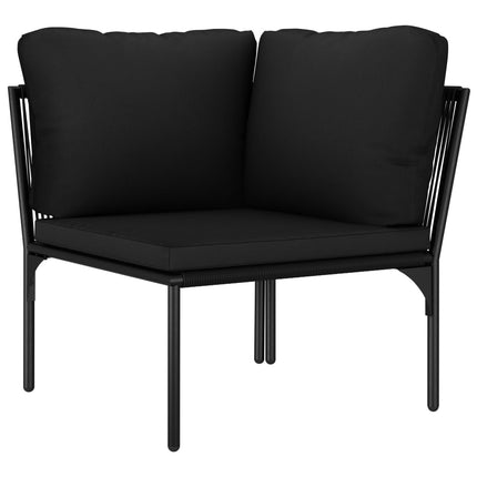 loungesæt 6 dele med hynder PVC sort