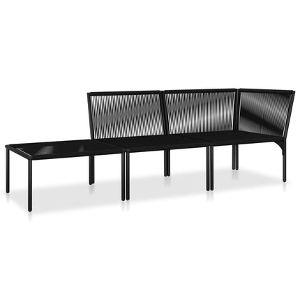 haveloungesæt 3 dele med hynder PVC sort