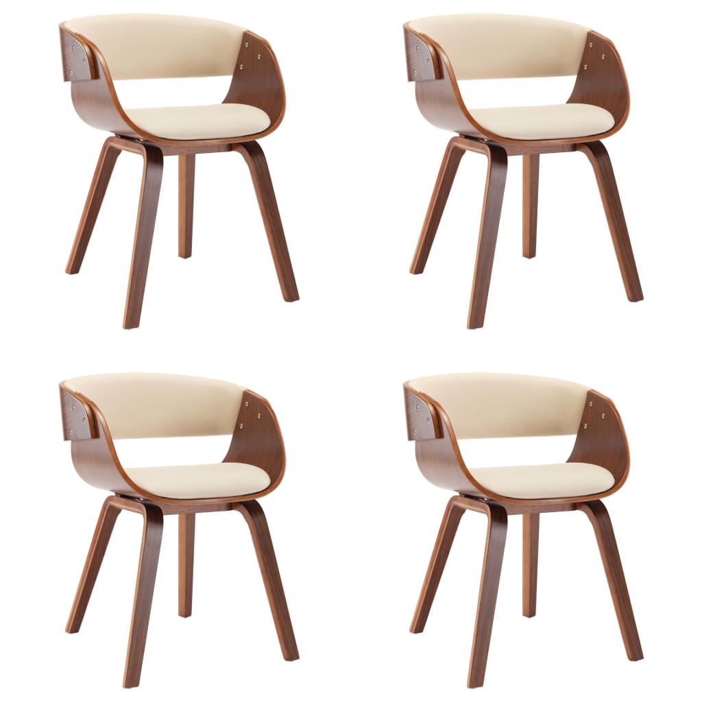 spisebordsstole 4 stk. bøjet træ og kunstlæder cremefarvet