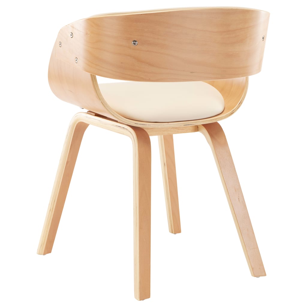 spisebordsstole 4 stk. bøjet træ og kunstlæder cremefarvet
