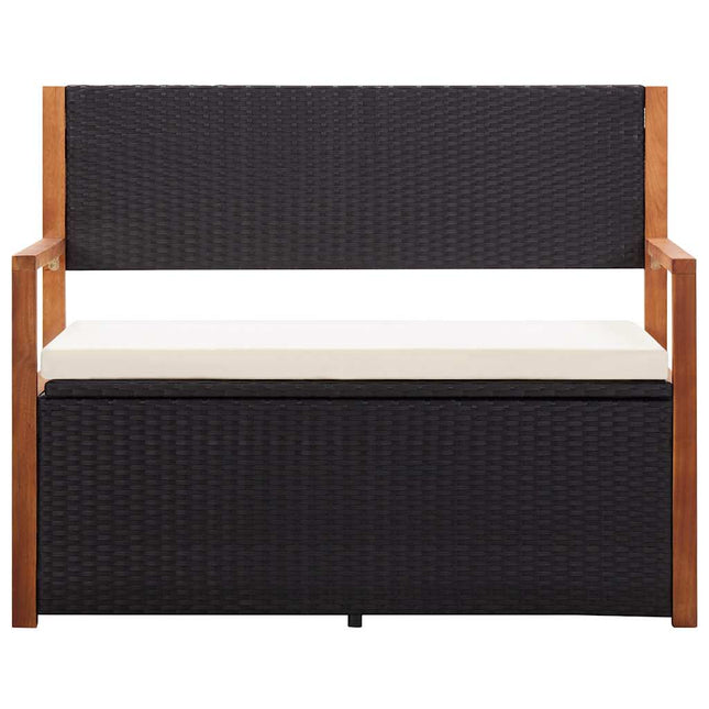 havebænk 115 cm polyrattan og massivt akacietræ sort
