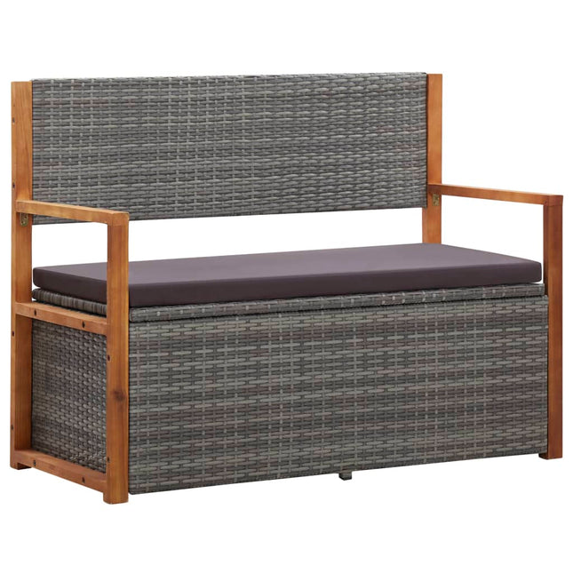 havebænk 115 cm polyrattan og massivt akacietræ grå