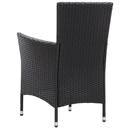 udendørs spisebordssæt 5 dele med hynder polyrattan sort