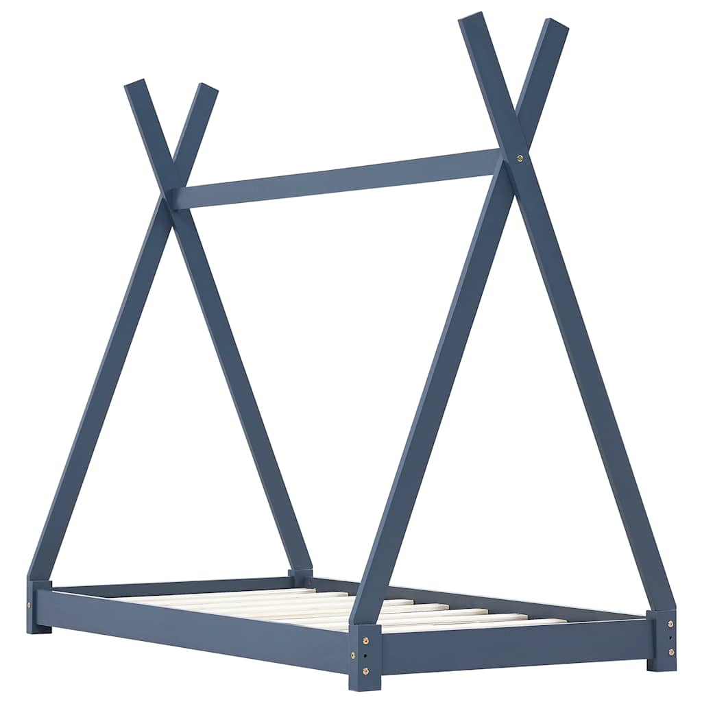 sengestel til børneseng 70 x 140 cm massivt fyrretræ grå