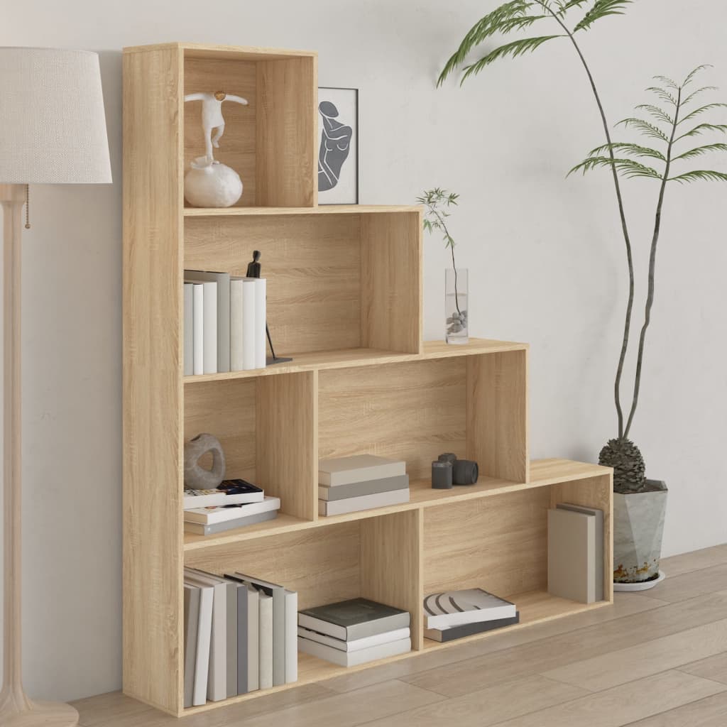bogreol/rumdeler 155x24x160 cm konstrueret træ sonoma-eg billede