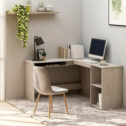 L-formet skrivebord 120x140x75 cm konstrueret træ betongrå