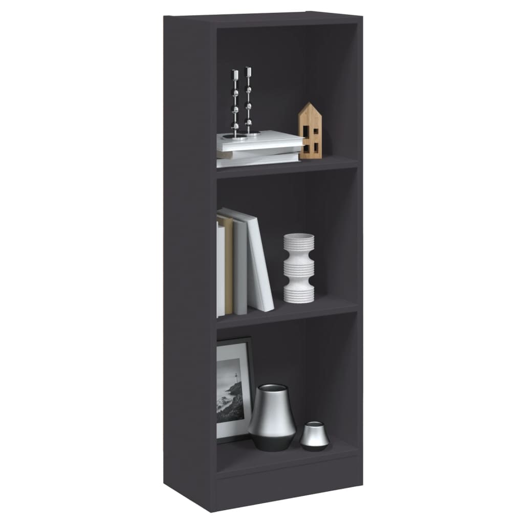 vidaXL bogreol med 3 hylder 40x24x109 cm konstrueret træ grå