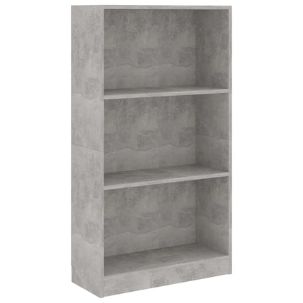 bogreol med 3 hylder 60x24x109 cm konstrueret træ betongrå