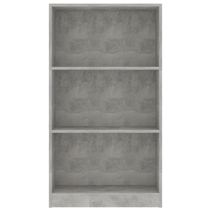 bogreol med 3 hylder 60x24x109 cm konstrueret træ betongrå