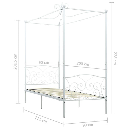 sengestel til himmelseng 90 x 200 cm metal hvid