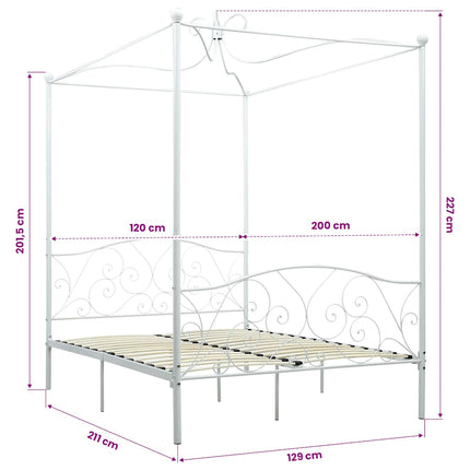 sengestel til himmelseng 120 x 200 cm metal hvid