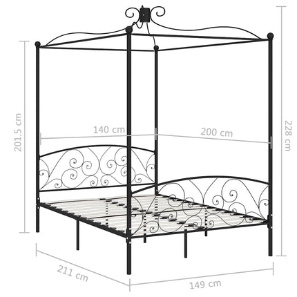 sengestel til himmelseng 140 x 200 cm metal sort