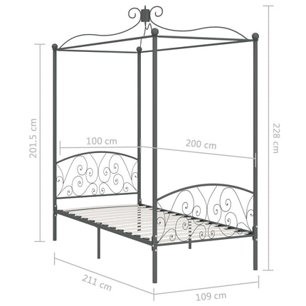 sengestel til himmelseng 100 x 200 cm metal grå
