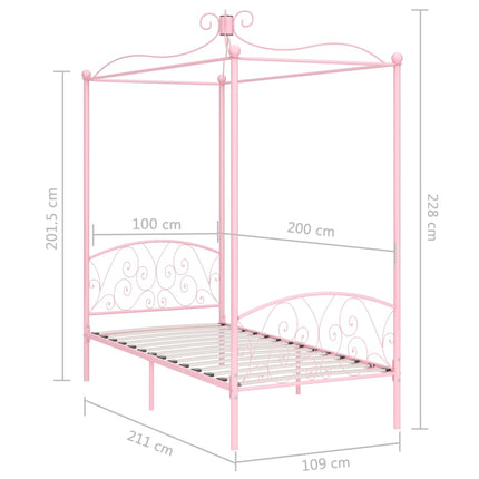 sengestel til himmelseng 100 x 200 cm metal pink