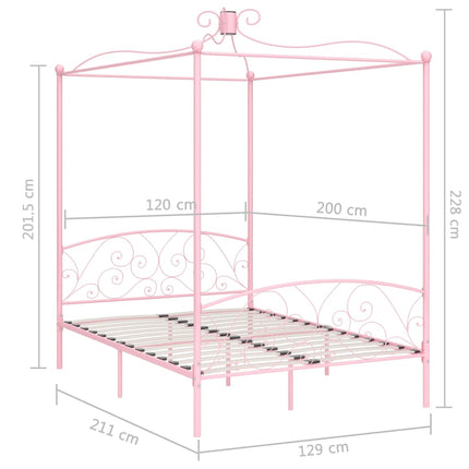 sengestel til himmelseng 120 x 200 cm metal pink