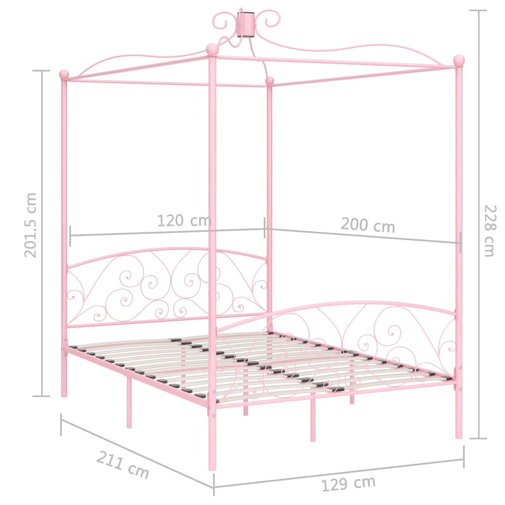 sengestel til himmelseng 120 x 200 cm metal pink