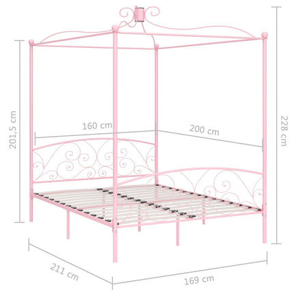 sengestel til himmelseng 160 x 200 cm metal pink