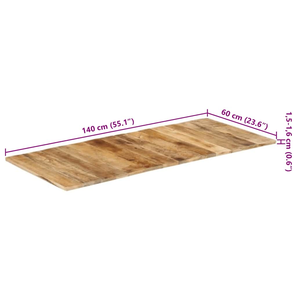 bordplade 15-16 mm 140x60 cm massivt mangotræ