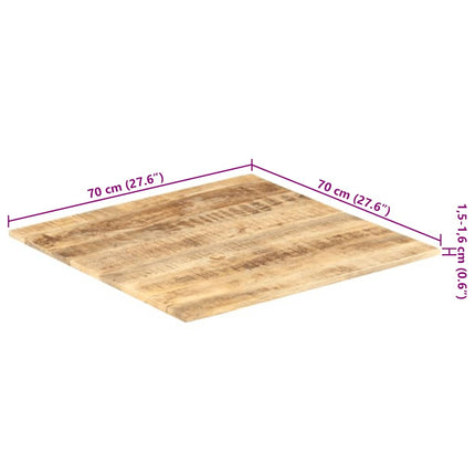 bordplade 15-16 mm 70x70 cm massivt mangotræ