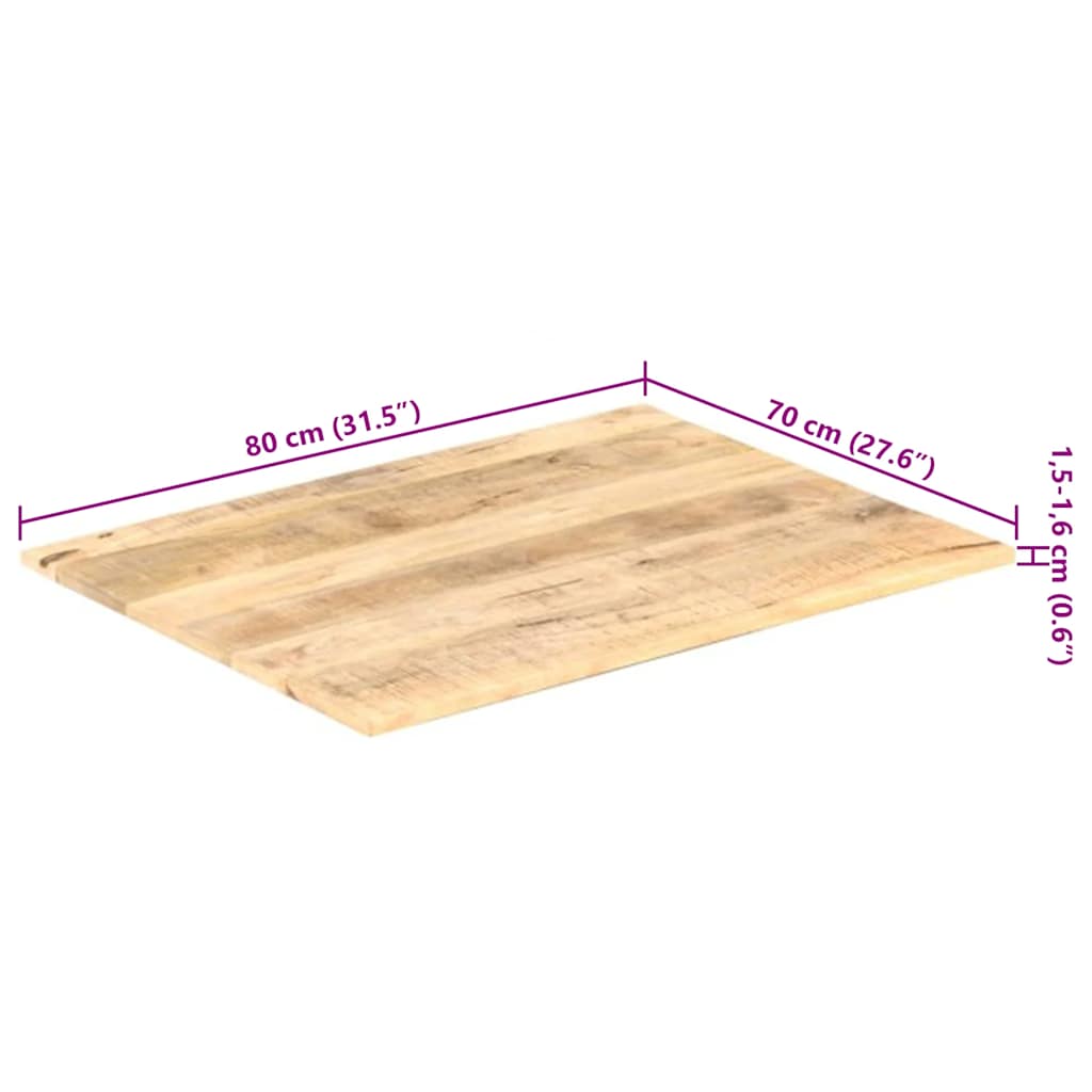 bordplade 15-16 mm 80x70 cm massivt mangotræ