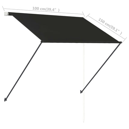 foldemarkise med LED 100x150 cm antracitgrå