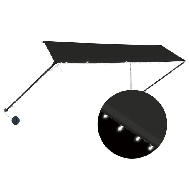 foldemarkise med LED 350x150 cm antracitgrå