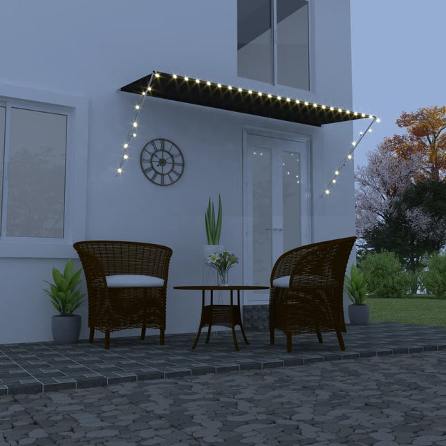 foldemarkise med LED 350x150 cm antracitgrå