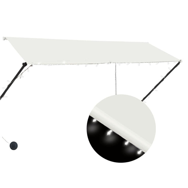 foldemarkise med LED 300x150 cm cremefarvet