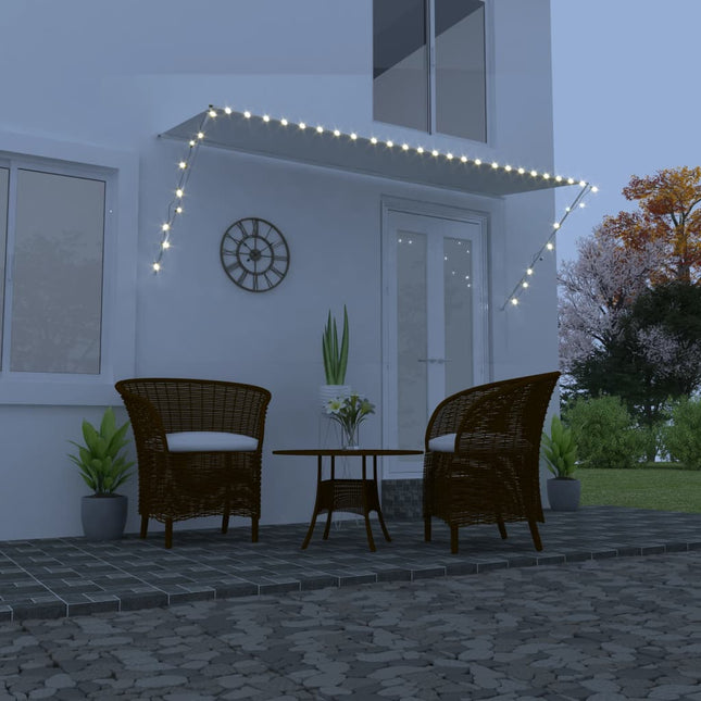 foldemarkise med LED 300x150 cm cremefarvet