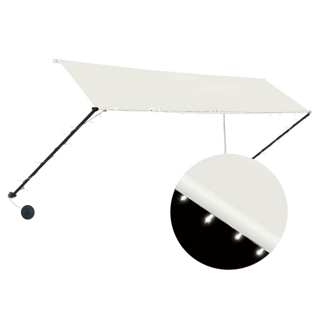 foldemarkise med LED 350x150 cm cremefarvet