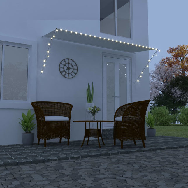 foldemarkise med LED 350x150 cm cremefarvet