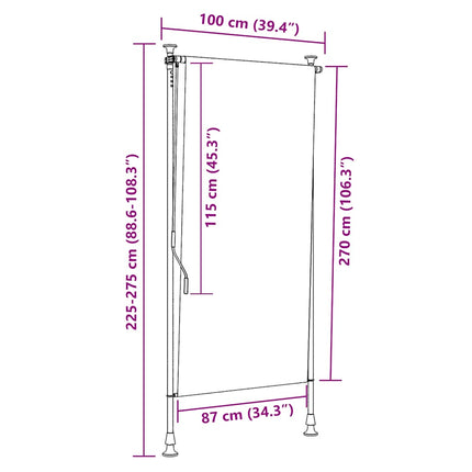 udendørs rullegardin 100x270 cm cremefarvet