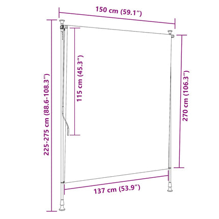 udendørs rullegardin 150x270 cm cremefarvet