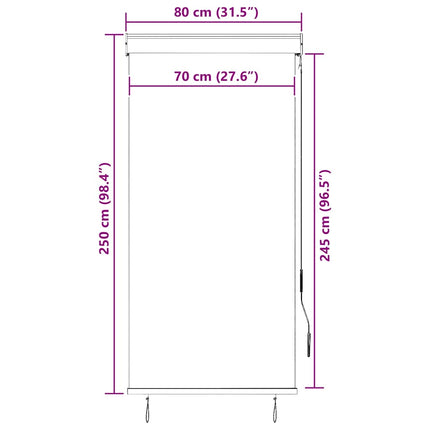 udendørs rullegardin 80x250 cm cremefarvet