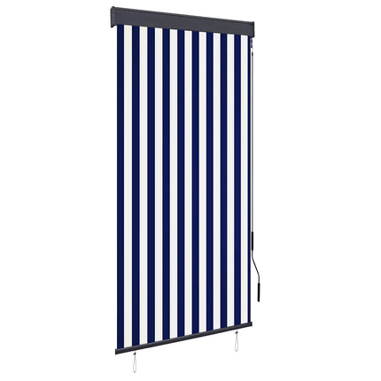 udendørs rullegardin 100x250 cm blå og hvid