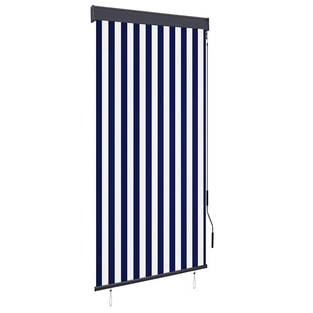 udendørs rullegardin 100x250 cm blå og hvid