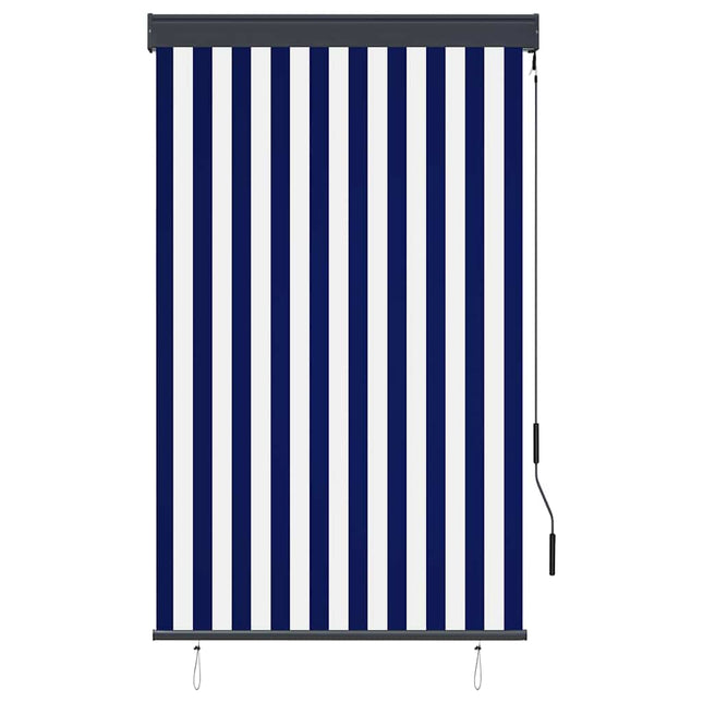 udendørs rullegardin 100x250 cm blå og hvid