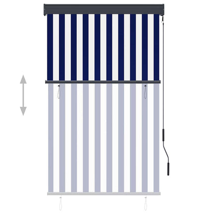 udendørs rullegardin 100x250 cm blå og hvid