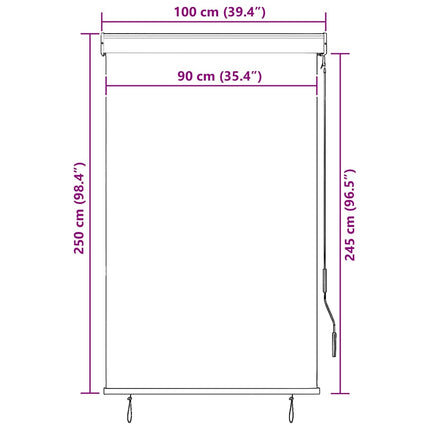 udendørs rullegardin 100x250 cm blå og hvid