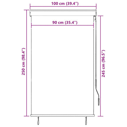 udendørs rullegardin 100x250 cm gul og blå