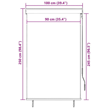 udendørs rullegardin 100x250 cm hvid og orange