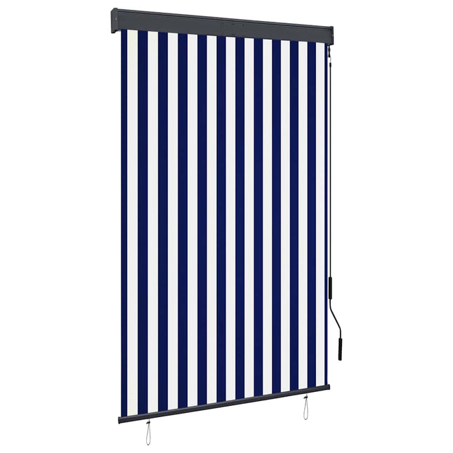 udendørs rullegardin 120x250 cm blå og hvid