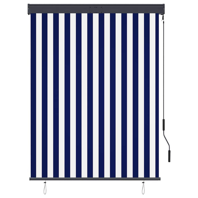 udendørs rullegardin 120x250 cm blå og hvid