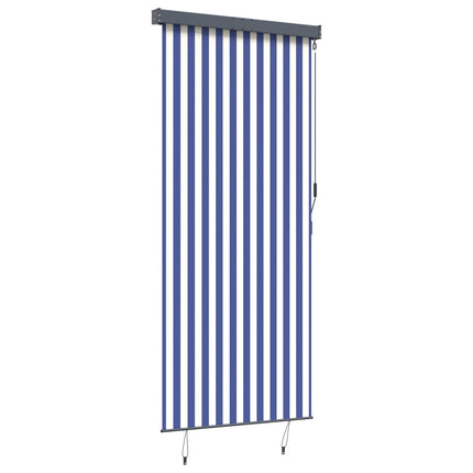udendørs rullegardin 120x250 cm blå og hvid